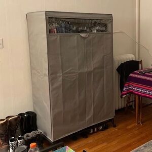 Portable Closet on Wheels in Gray